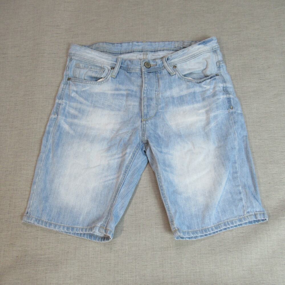 Jack & Jones Jean Shorts Womens Large Blue Denim Chino Button Fly Casual Preppy